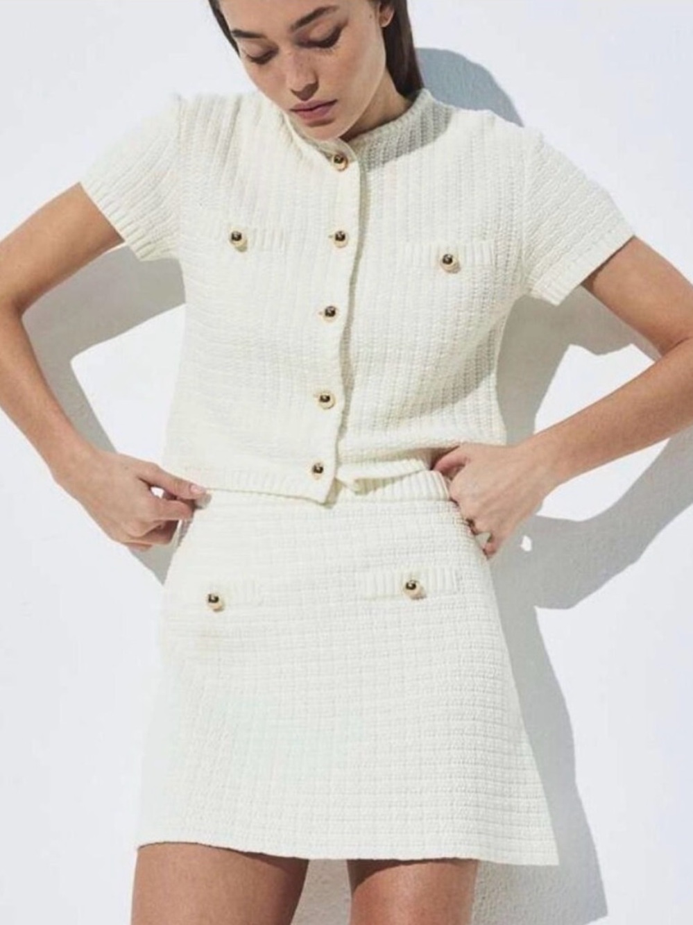 H&M Textured Knit Cardigan & Skirt Set - Picture 2 of 11